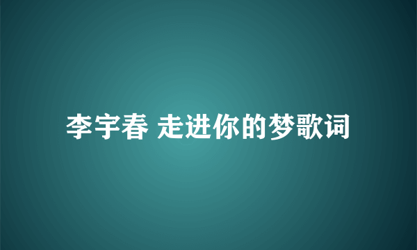 李宇春 走进你的梦歌词