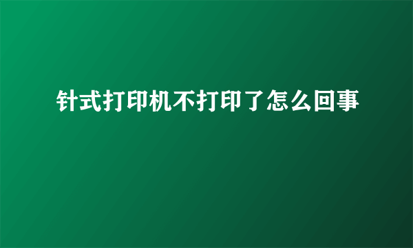 针式打印机不打印了怎么回事