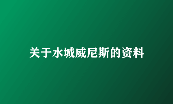 关于水城威尼斯的资料