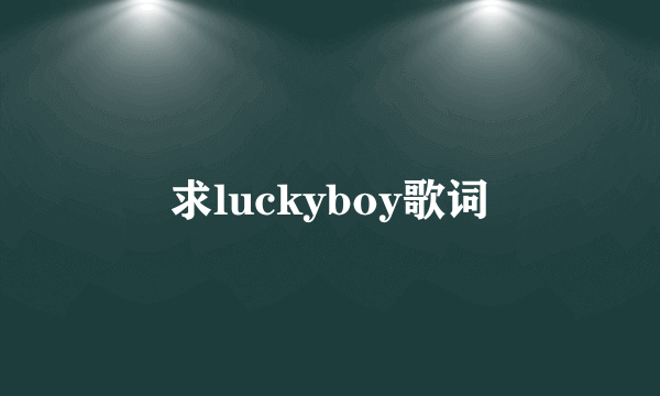 求luckyboy歌词