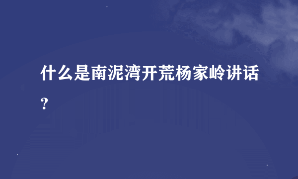 什么是南泥湾开荒杨家岭讲话？