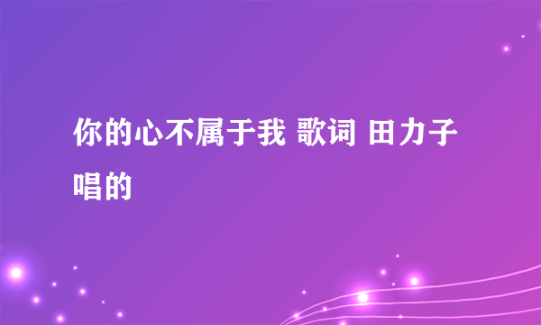 你的心不属于我 歌词 田力子 唱的