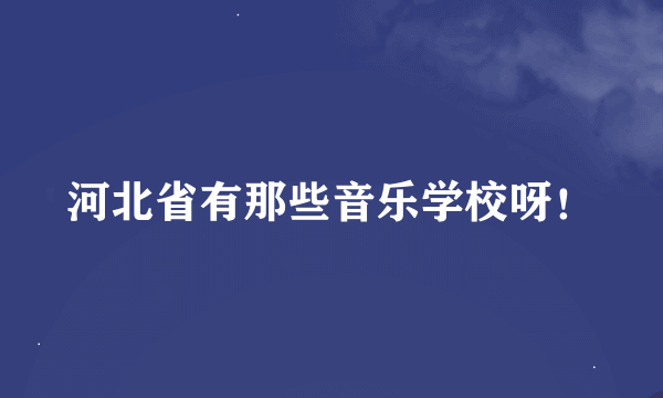 河北省有那些音乐学校呀！