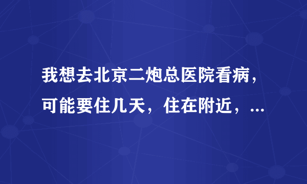 我想去北京二炮总医院看病，可能要住几天，住在附近，有什么比较便宜又安全的地方吗？最好不要超过90块钱