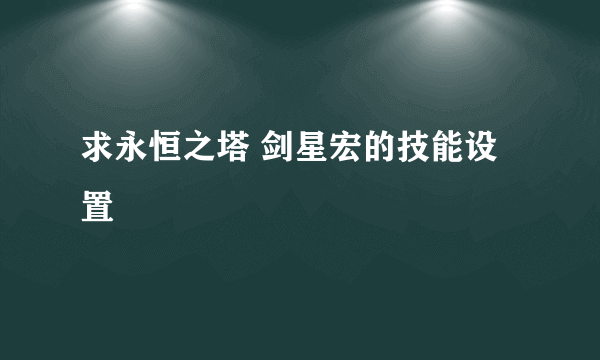 求永恒之塔 剑星宏的技能设置