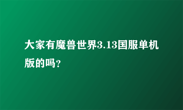 大家有魔兽世界3.13国服单机版的吗？