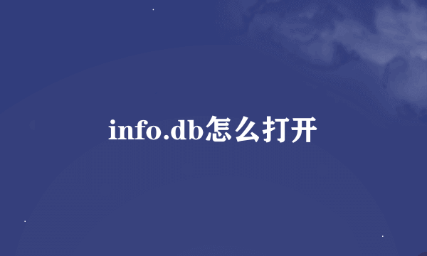 info.db怎么打开