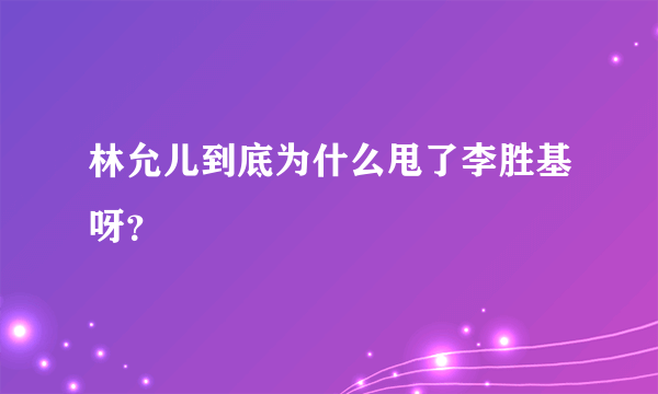 林允儿到底为什么甩了李胜基呀？