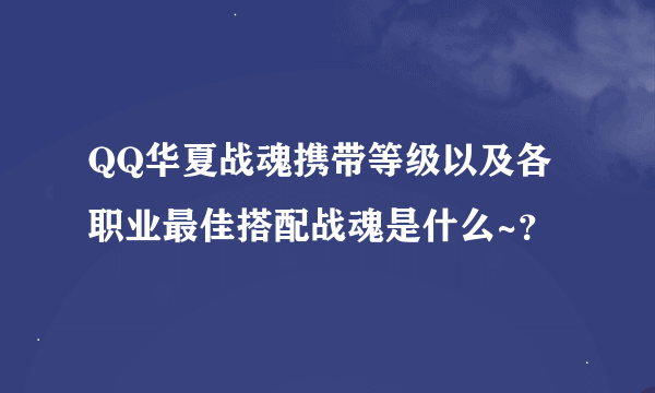 QQ华夏战魂携带等级以及各职业最佳搭配战魂是什么~？