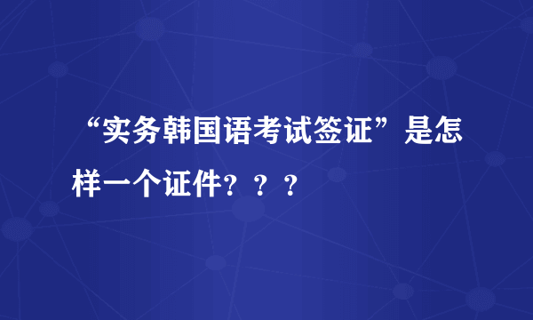 “实务韩国语考试签证”是怎样一个证件？？？