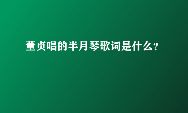 董贞唱的半月琴歌词是什么？