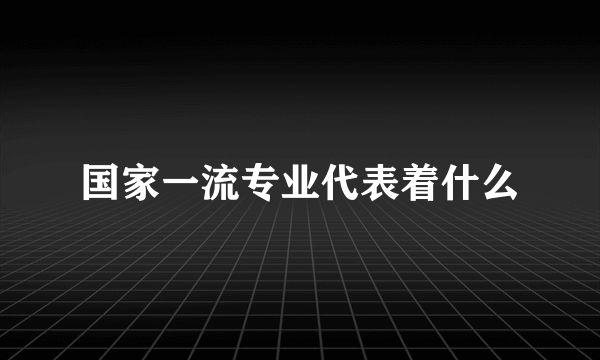 国家一流专业代表着什么