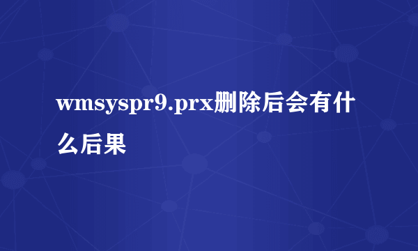 wmsyspr9.prx删除后会有什么后果