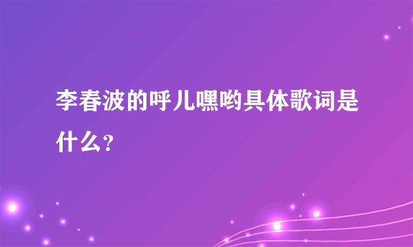 李春波的呼儿嘿哟具体歌词是什么？