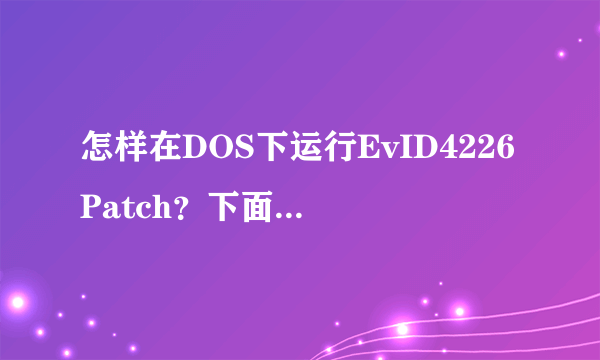 怎样在DOS下运行EvID4226Patch？下面的这个方法不管用！