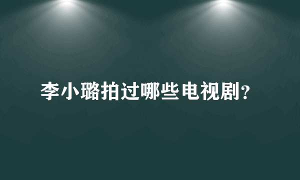 李小璐拍过哪些电视剧？