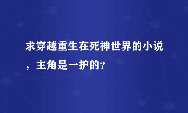 求穿越重生在死神世界的小说，主角是一护的？