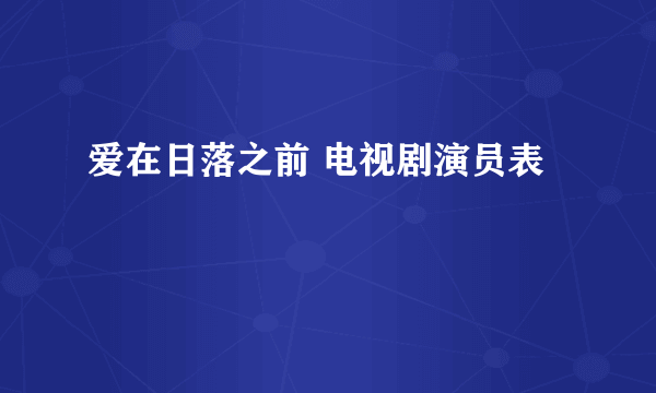 爱在日落之前 电视剧演员表