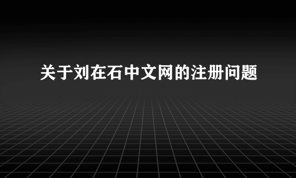 关于刘在石中文网的注册问题