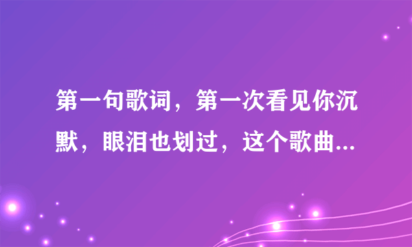 第一句歌词，第一次看见你沉默，眼泪也划过，这个歌曲叫啥歌名、