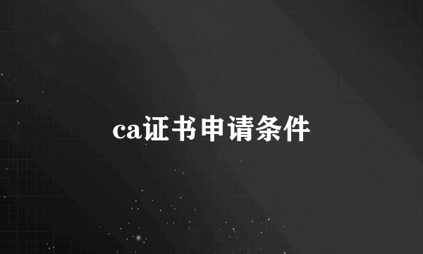 ca证书申请条件