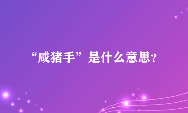 “咸猪手”是什么意思？