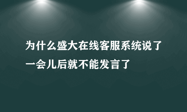 为什么盛大在线客服系统说了一会儿后就不能发言了