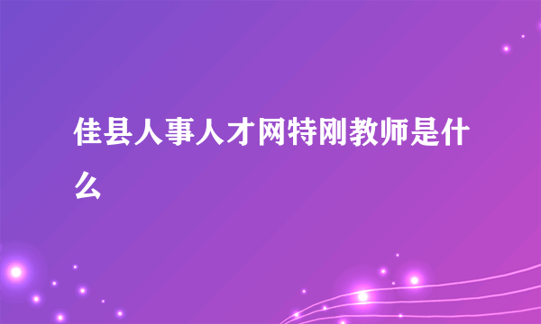 佳县人事人才网特刚教师是什么