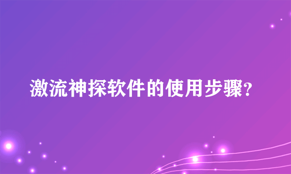 激流神探软件的使用步骤？