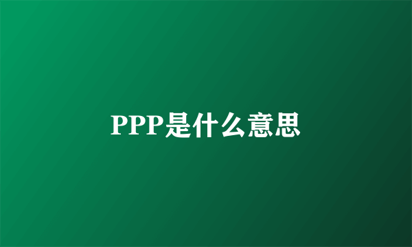 PPP是什么意思