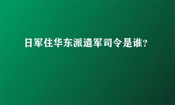 日军住华东派遣军司令是谁？