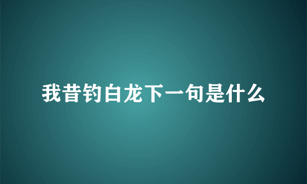 我昔钓白龙下一句是什么