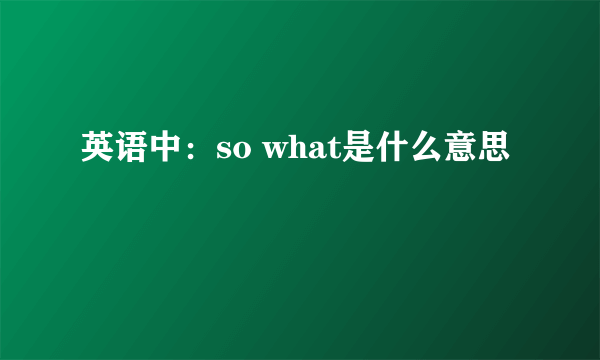 英语中：so what是什么意思