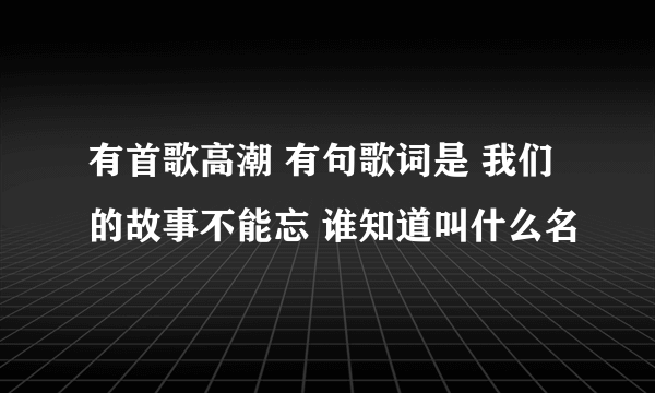 有首歌高潮 有句歌词是 我们的故事不能忘 谁知道叫什么名