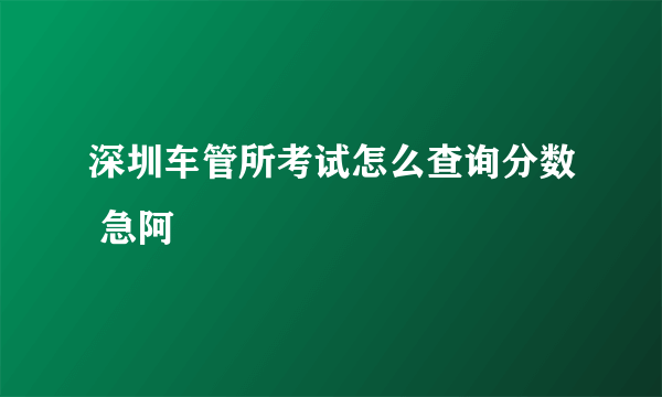 深圳车管所考试怎么查询分数 急阿