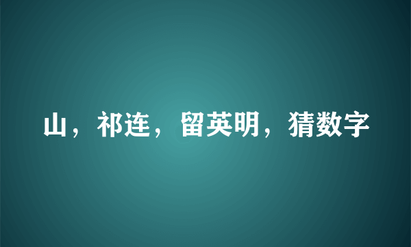 山，祁连，留英明，猜数字