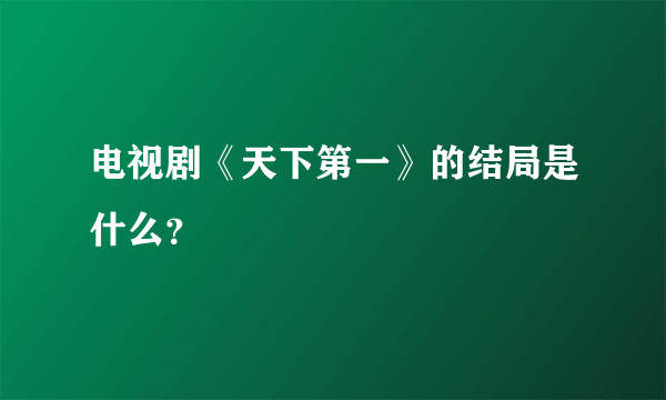 电视剧《天下第一》的结局是什么？