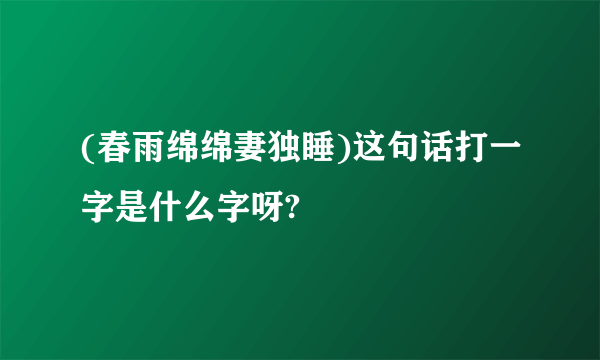 (春雨绵绵妻独睡)这句话打一字是什么字呀?