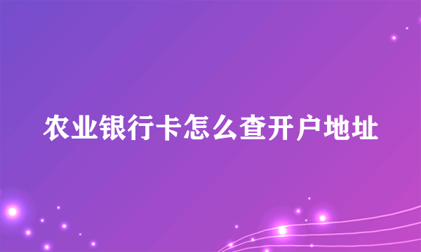 农业银行卡怎么查开户地址