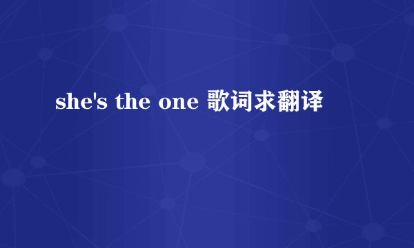 she's the one 歌词求翻译