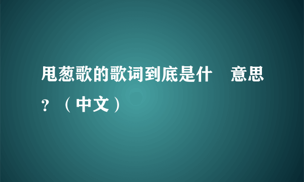 甩葱歌的歌词到底是什麼意思？（中文）