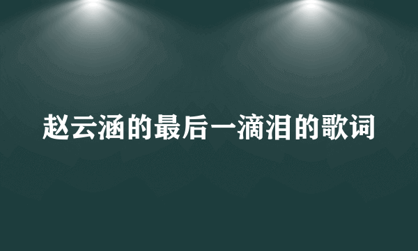 赵云涵的最后一滴泪的歌词