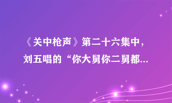 《关中枪声》第二十六集中，刘五唱的“你大舅你二舅都是你舅”后面三句是什么？