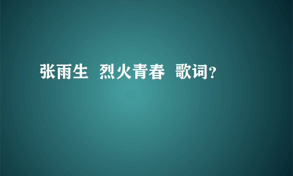 张雨生  烈火青春  歌词？