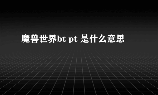 魔兽世界bt pt 是什么意思