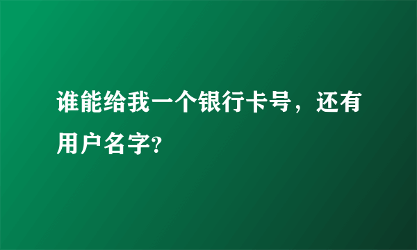 谁能给我一个银行卡号，还有用户名字？