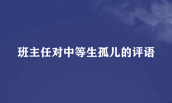 班主任对中等生孤儿的评语