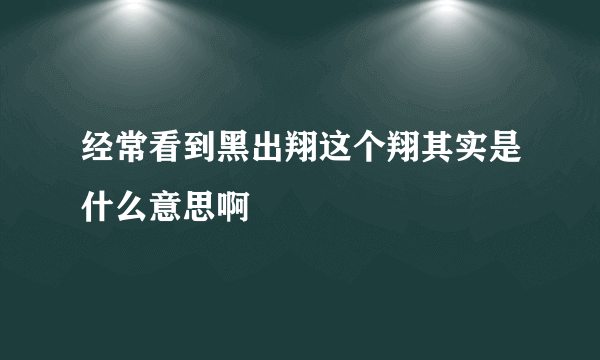 经常看到黑出翔这个翔其实是什么意思啊