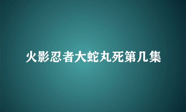 火影忍者大蛇丸死第几集