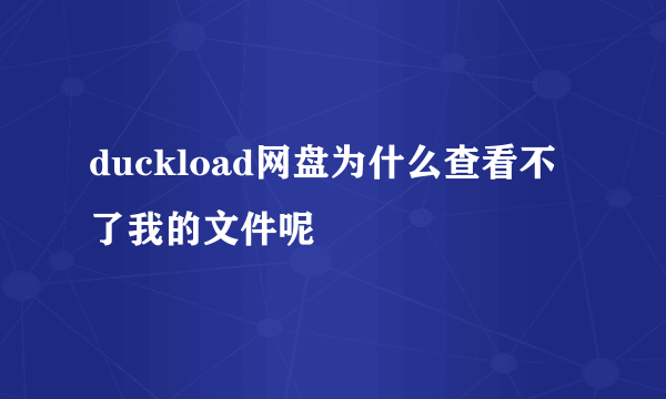 duckload网盘为什么查看不了我的文件呢